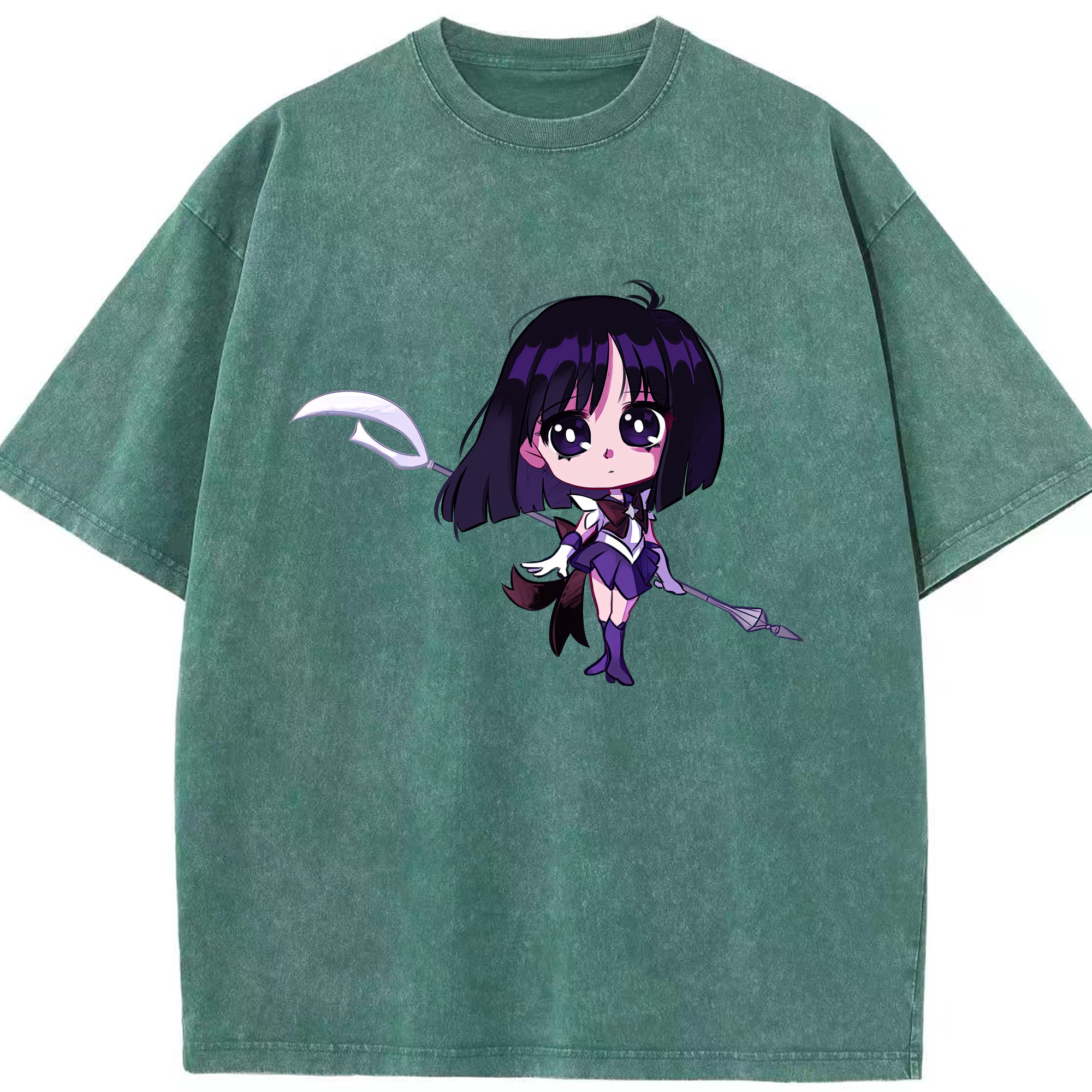 （画像用） 美少女戦士セーラームーン 土萠ほたる Sailor Moon Tomoe Hotaru （セーラーサターン；Sailor Saturn） 綿100% ヴィンテージ風 半袖Tシャツ（フロントプリント）